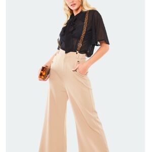 Women's Tan Wide-Leg Pants